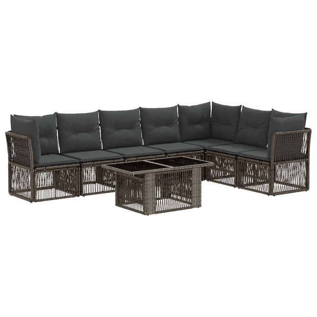 Havesofa Sæt 8 stk. Grå polyrattan