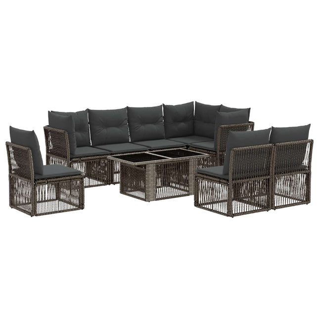 Havesofa Sæt 9 stk. Grå polyrattan