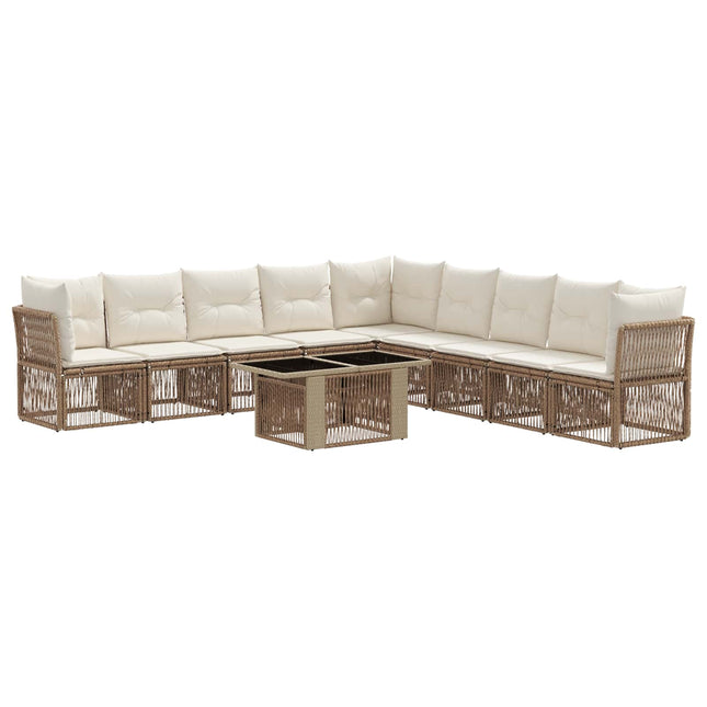 Havesofa Sæt 10 stk. Beige polyrattan