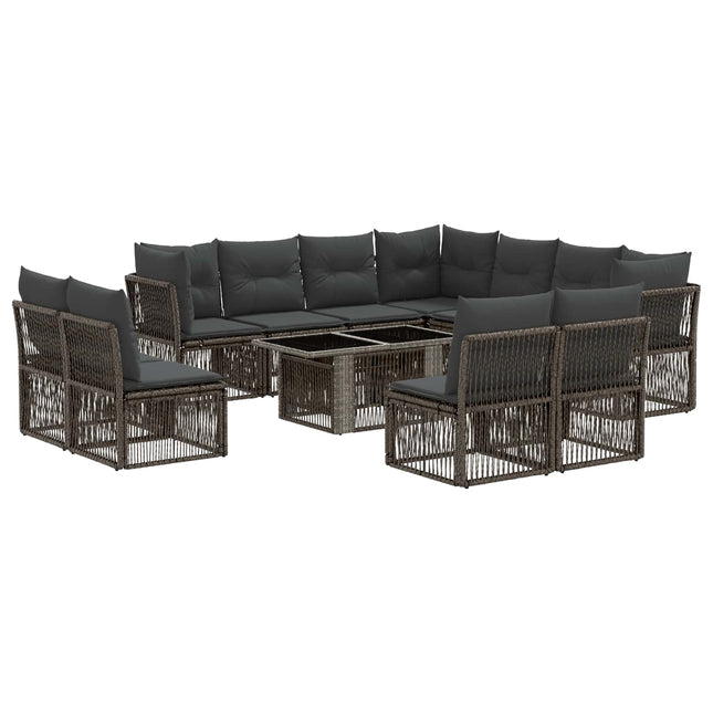 Havesofa Sæt 12 stk. Grå polyrattan