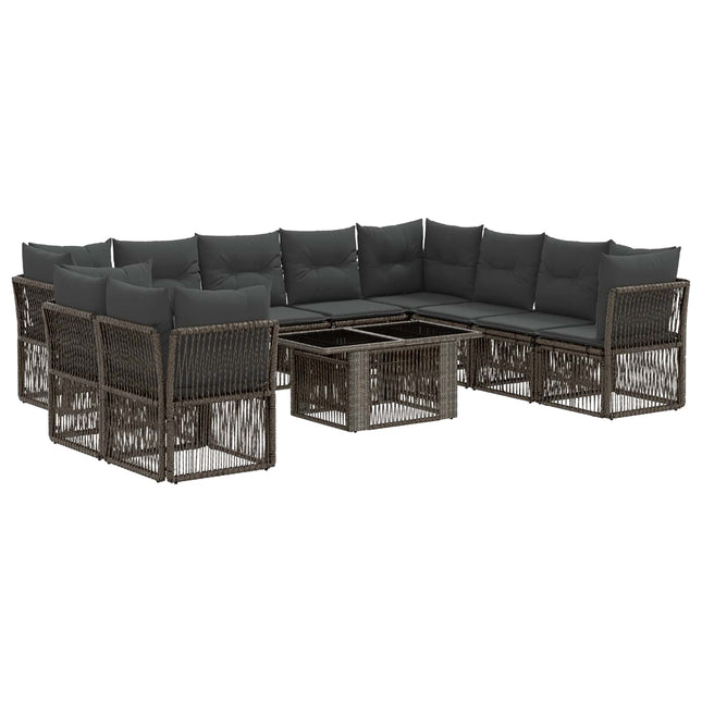 Havesofa Sæt 11 stk. Grå polyrattan