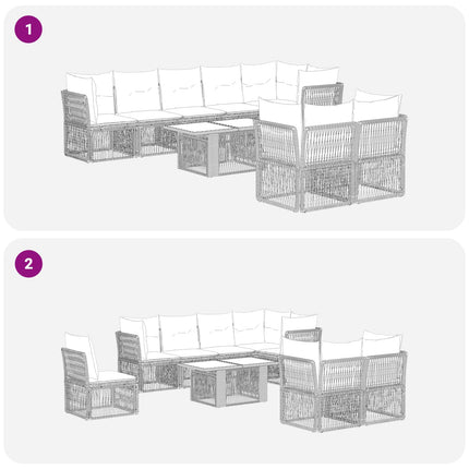 Havesofa Sæt 8 stk. Beige polyrattan