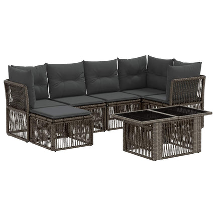Havesofa Sæt 7 stk. Grå polyrattan
