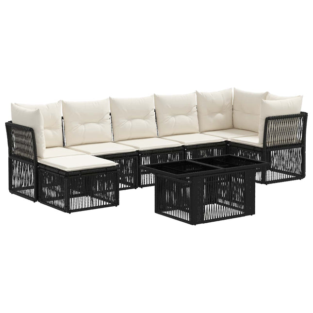 Havesofa Sæt 8 stk. Sort polyrattan