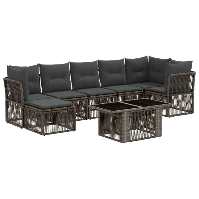 Havesofa Sæt 8 stk. Grå polyrattan