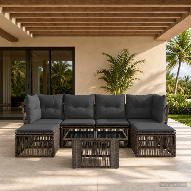 Havesofa Sæt 7 stk. Grå polyrattan