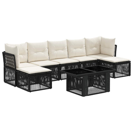 Havesofa Sæt 8 stk. Sort polyrattan