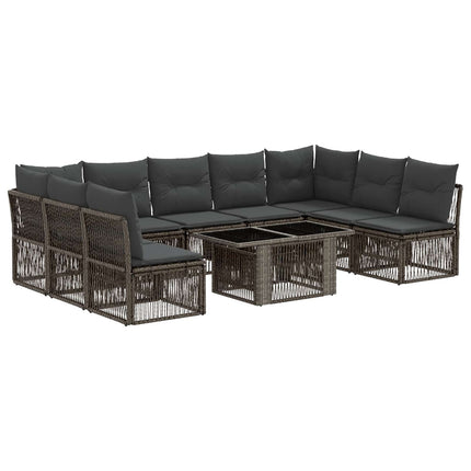 Havesofa Sæt 10 stk. Grå polyrattan