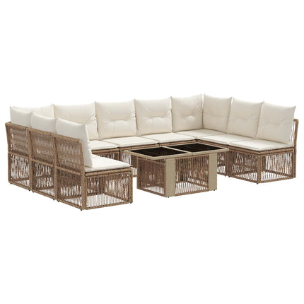 Havesofa Sæt 10 stk. Beige polyrattan