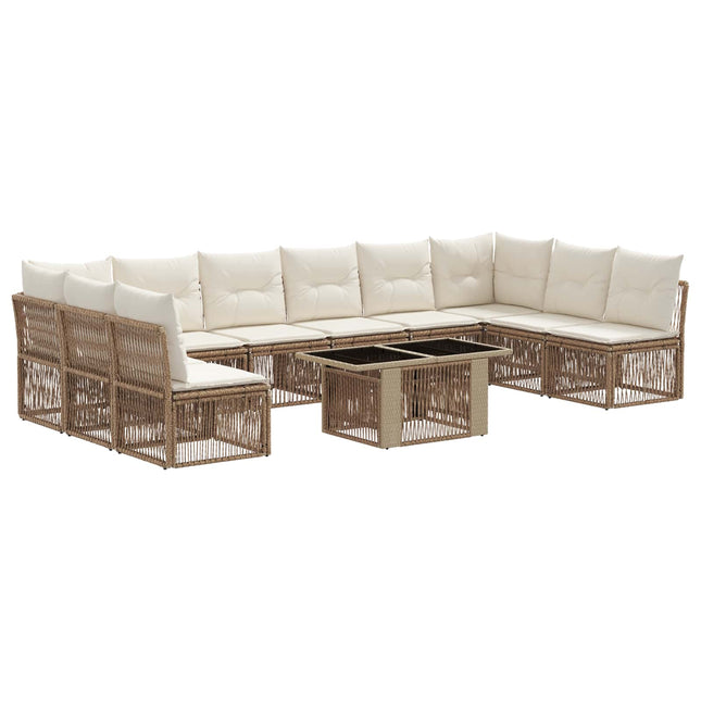 Havesofa Sæt 11 stk. Beige polyrattan