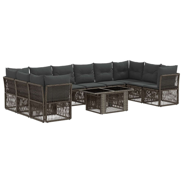 Havesofa Sæt 11 stk. Grå polyrattan