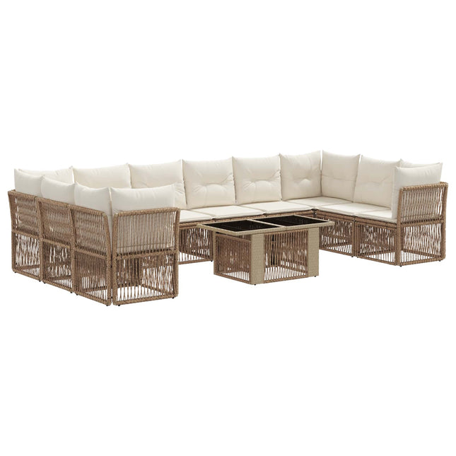 Havesofa Sæt 11 stk. Beige polyrattan