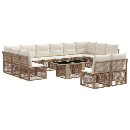Havesofa Sæt 13 stk. Beige polyrattan