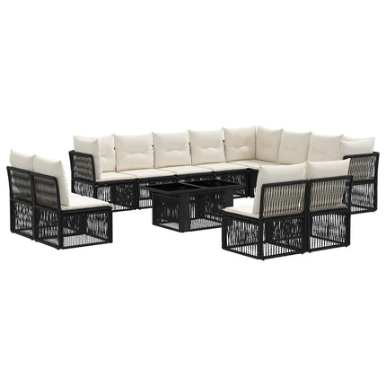Havesofa Sæt 13 stk. Sort polyrattan