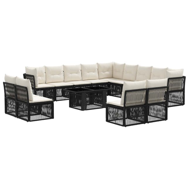 Havesofa Sæt 14 stk. Beige polyrattan