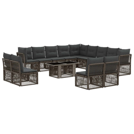Havesofa Sæt 14 stk. Sort polyrattan