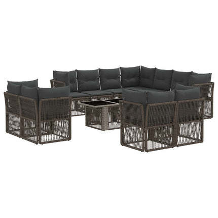 Havesofa Sæt 12 stk. Grå polyrattan