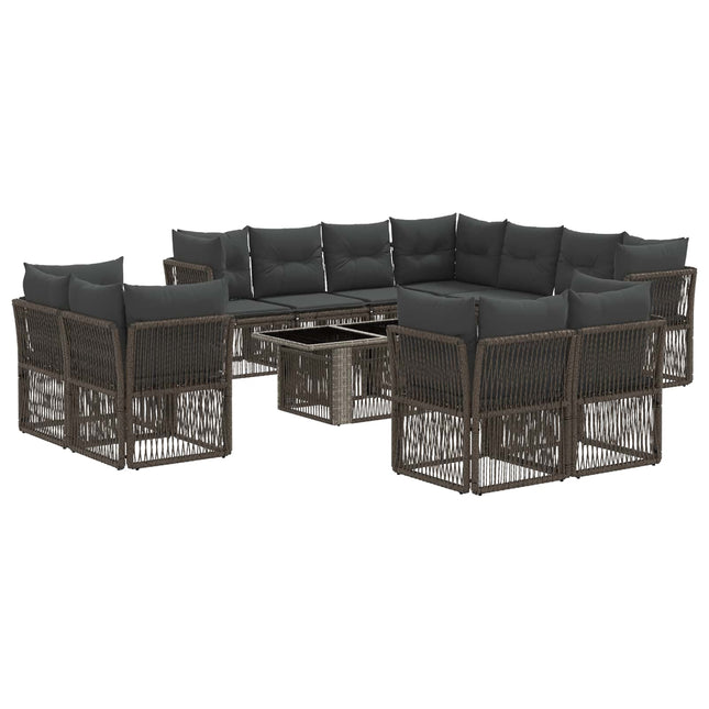 Havesofa Sæt 12 stk. Grå polyrattan