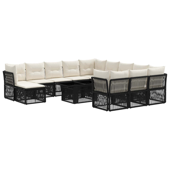 Havesofa Sæt 13 stk. Sort polyrattan