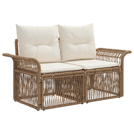 Havesofa Sæt 4 stk. Beige og cremehvid polyrattan