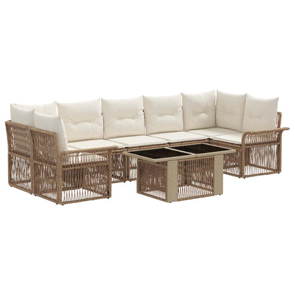 Havesofa Sæt 8 stk. Beige og cremehvid polyrattan