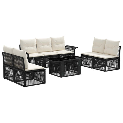 Havesofa Sæt 8 stk. Sort og Cremehvid polyrattan