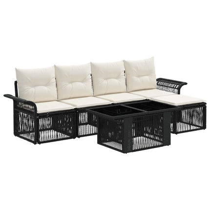 Havesofa Sæt 6 stk. Sort og Cremehvid polyrattan