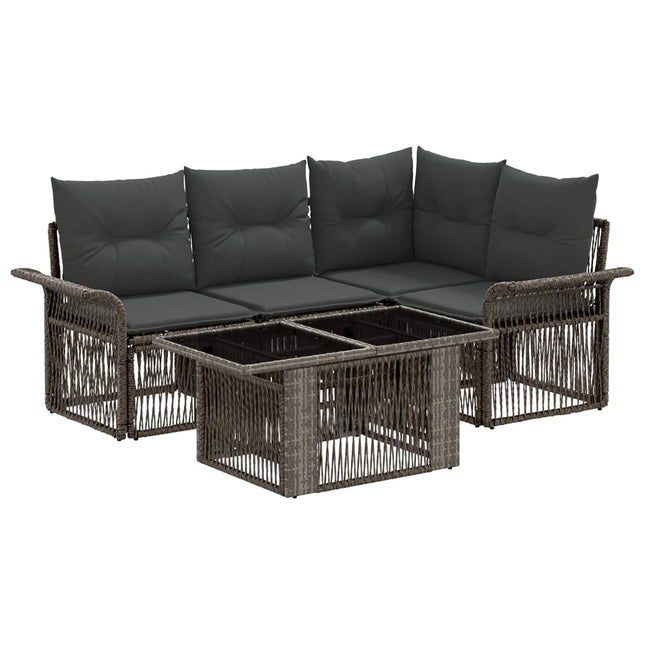 Havesofa Sæt 5 stk. Grå og Mørkegrå polyrattan