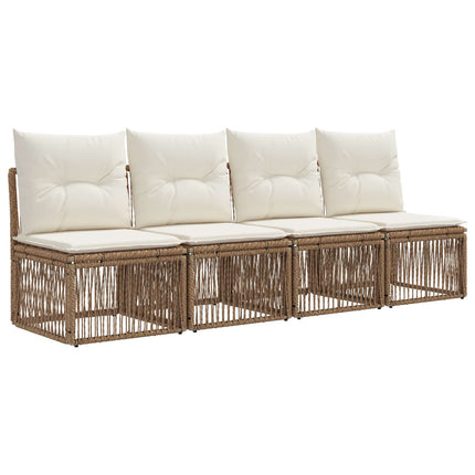 Havesofa Sæt 10 stk. Beige og cremehvid polyrattan