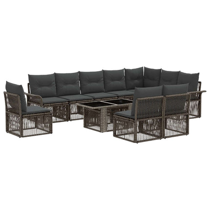 Havesofa Sæt 11 stk. Grå og Mørkegrå polyrattan