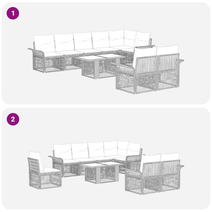 Havesofa Sæt 9 stk. Grå og Mørkegrå polyrattan