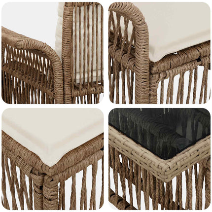 Havesofa Sæt 9 stk. Beige og cremehvid polyrattan