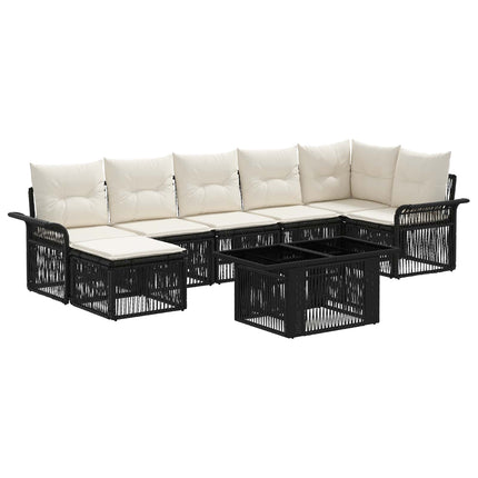 Havesofa Sæt 8 stk. Sort og Cremehvid polyrattan