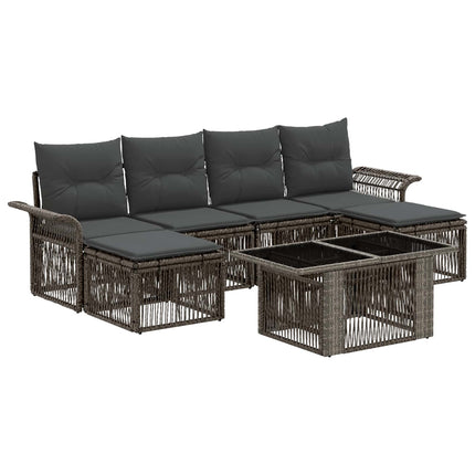 Havesofa Sæt 7 stk. Grå og Mørkegrå polyrattan
