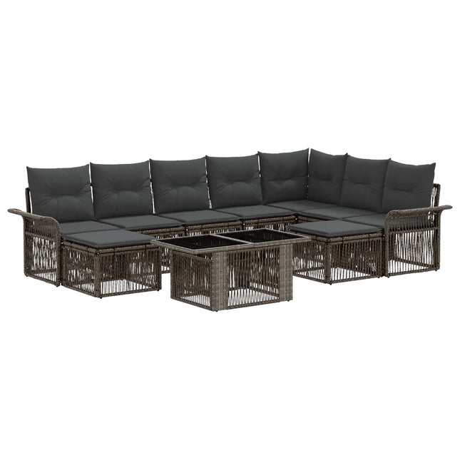 Havesofa Sæt 10 stk. Grå og Mørkegrå polyrattan