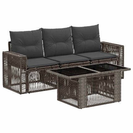 Havesofa Sæt 4 stk. Grå og Mørkegrå polyrattan