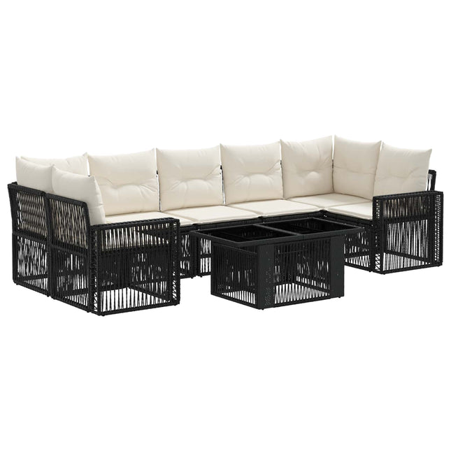 Havesofa Sæt 8 stk. Sort og Cremehvid polyrattan