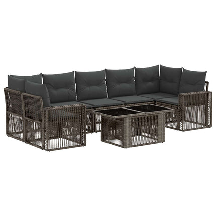 Havesofa Sæt 8 stk. Grå og Mørkegrå polyrattan