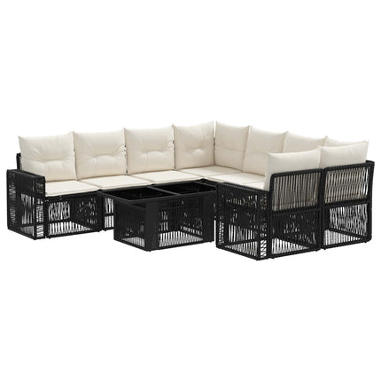 Havesofa Sæt 9 stk. Sort og Cremehvid polyrattan