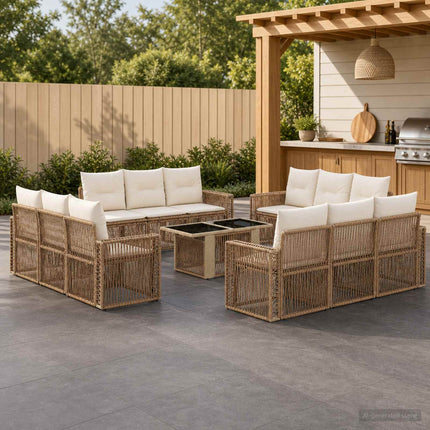 Havesofa Sæt 13 stk. Beige og cremehvid polyrattan