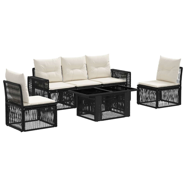 Havesofa Sæt 6 stk. Sort og Cremehvid polyrattan