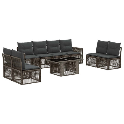 Havesofa Sæt 9 stk. Grå og Mørkegrå polyrattan