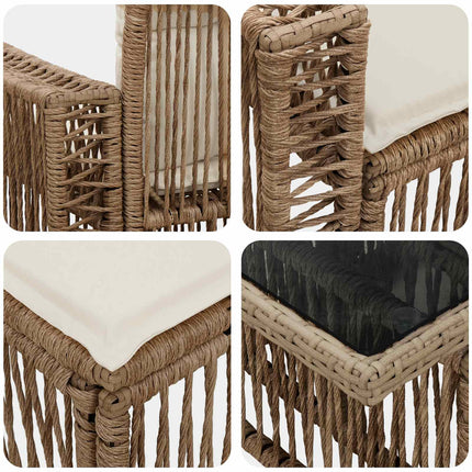 Havesofa Sæt 9 stk. Beige og cremehvid polyrattan