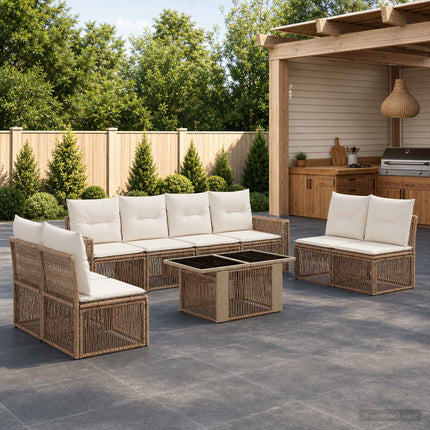 Havesofa Sæt 9 stk. Beige og cremehvid polyrattan