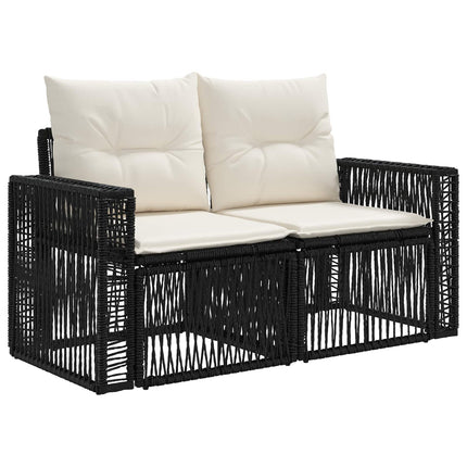 Havesofa Sæt 6 stk. Sort og Cremehvid polyrattan