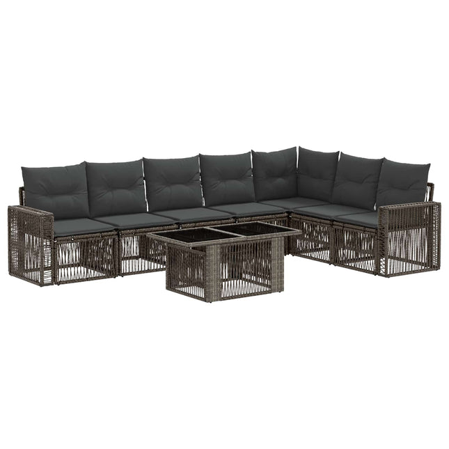 Havesofa Sæt 8 stk. Grå og Mørkegrå polyrattan