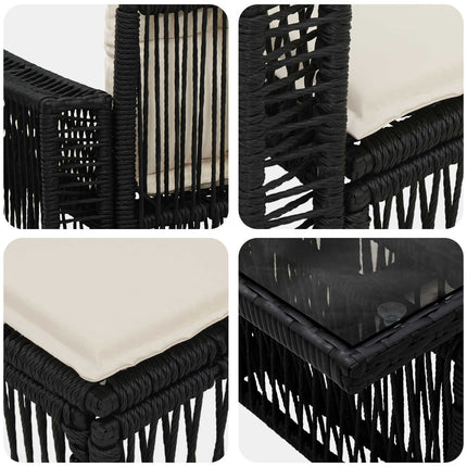 Havesofa Sæt 9 stk. Sort og Cremehvid polyrattan