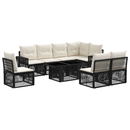 Havesofa Sæt 9 stk. Sort og Cremehvid polyrattan