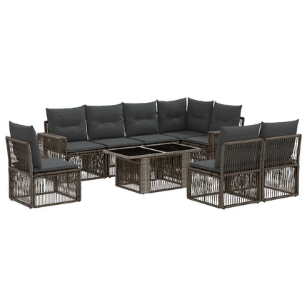Havesofa Sæt 9 stk. Grå og Mørkegrå polyrattan