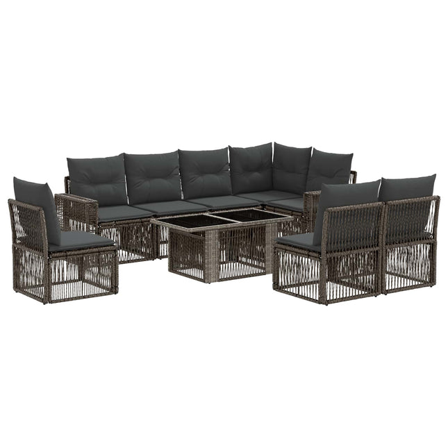 Havesofa Sæt 9 stk. Grå og Mørkegrå polyrattan